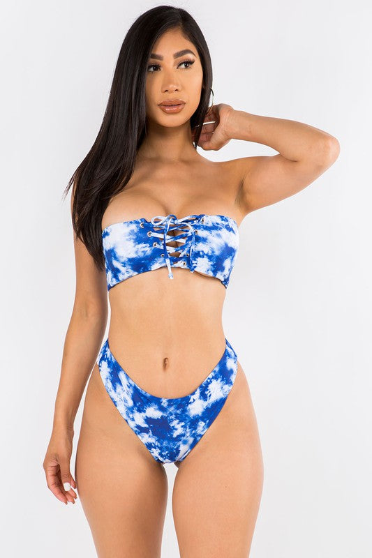 Sexy Strapless Tie Dye Bikini Set S2-M2-L2 6pcs 1 pack