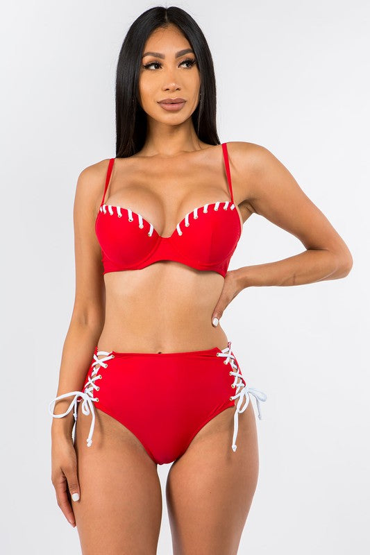 Eyelet Lace High Waist Bikini S2-M2-L2 6pcs 1 Pack