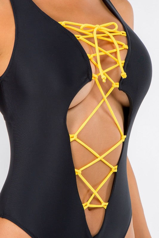 Big Front Open Lace Up Swimsuit S1-M1-L1 3pcs 1 Pack