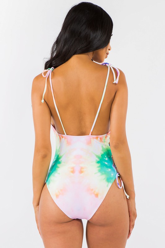 Tie Dye Side Lace Up One Piece Swimsuit S2-M2-L2 6pcs 1 Pack