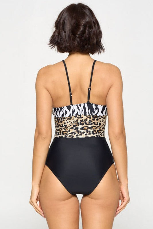 Wild Instinct Cutout One-Piece Swimsuit Pink S1-M1-L1 3pcs 1 Pack
