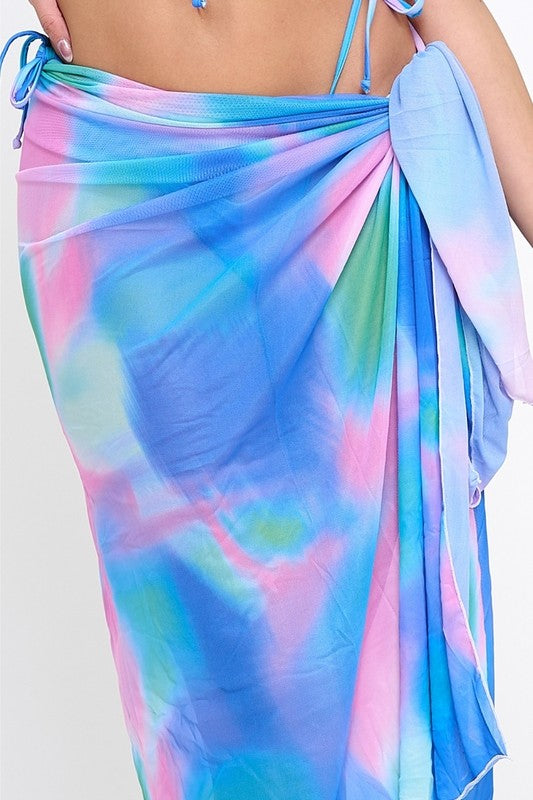 3pcs Ombre Dye Bikini and Wrap Skirt Set S1-M1-L1 3pcs 1 pack