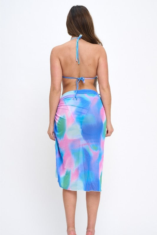 3pcs Ombre Dye Bikini and Wrap Skirt Set S1-M1-L1 3pcs 1 pack