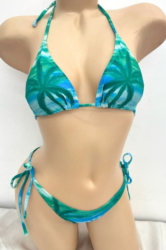 Tropical Palm Tree Triangle Bikini S1-M1-L1 3pcs 1 Pack