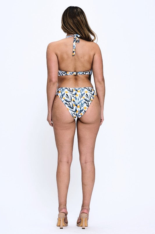 Floral Halter Cut-Out One-Piece Swimsuit S1-M1-L1 3pcs 1 pack
