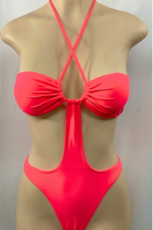 Daring Cut-Out Solid Monokini S1-M1-L1 3pcs 1 pack