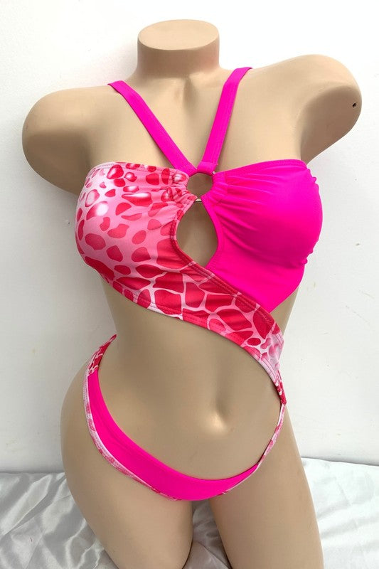 Ocean Bubble Asymmetrical Cutout Monokini S1-M1-L1 3pcs 1 Pack