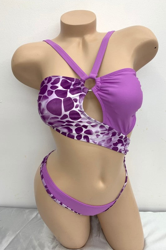 Ocean Bubble Asymmetrical Cutout Monokini S1-M1-L1 3pcs 1 Pack