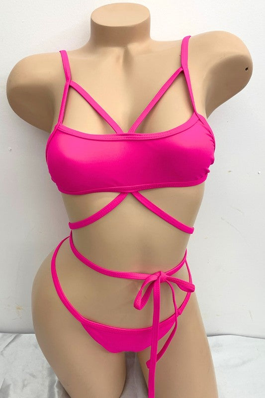 Midnight Strappy Wrap Bikini S1-M1-L1 3pcs 1 Pack