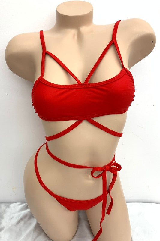 Midnight Strappy Wrap Bikini S1-M1-L1 3pcs 1 Pack