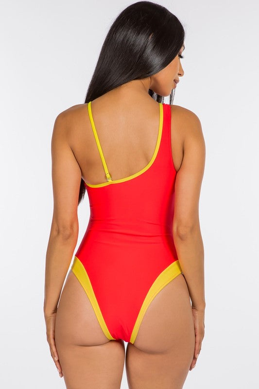 Accent Trim Side Cutout One-Piece Swimsuit S1-M1-L1 3pcs 1 Pack