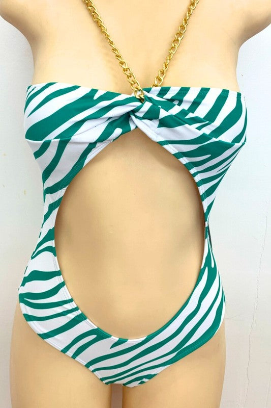 Chic Zebra Print Cutout One-Piece Swimsuit S1-M1-L1 3 pcs 1 Pack