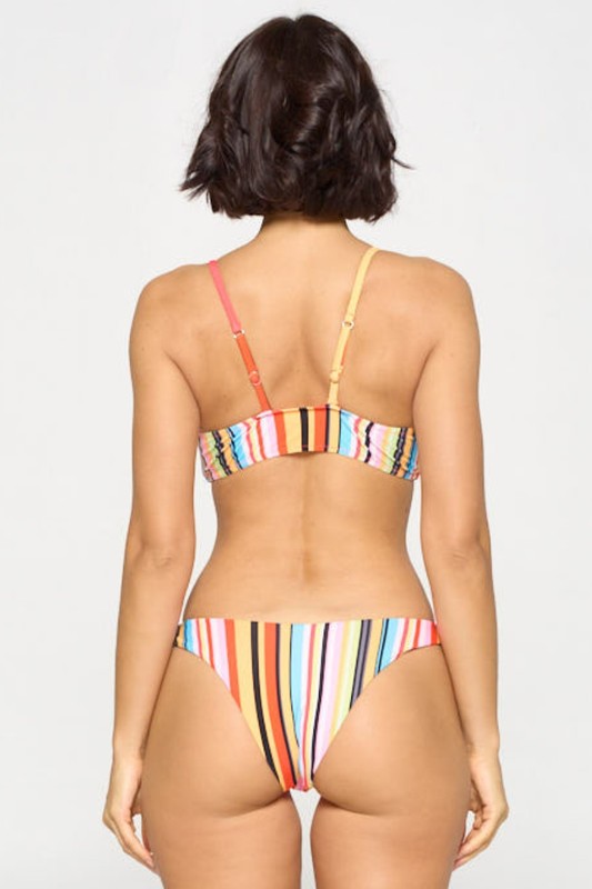 Rainbow stripe tie front bikini S-M-L 3pcs 1 pack