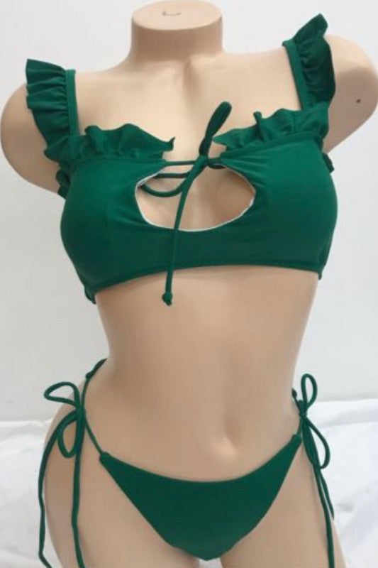 Midnight Ruffle String Bikini Set S-M-L 3 pcs 1 pack