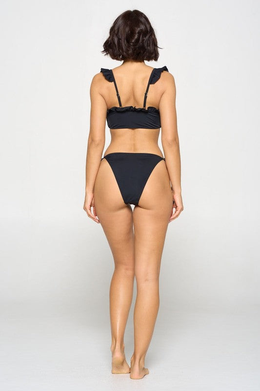 Midnight Ruffle String Bikini Set S-M-L 3 pcs 1 pack