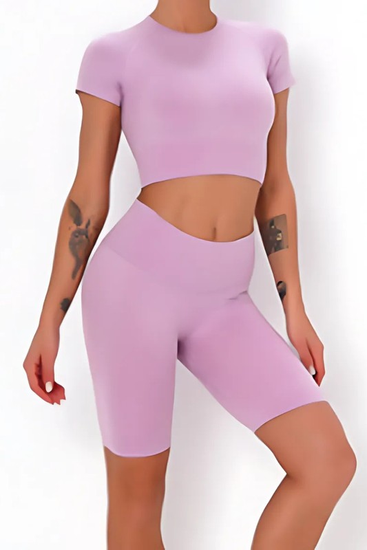 Fitness yoga top with seamless sports short S2-M2-L2 6 pcs 1 pack