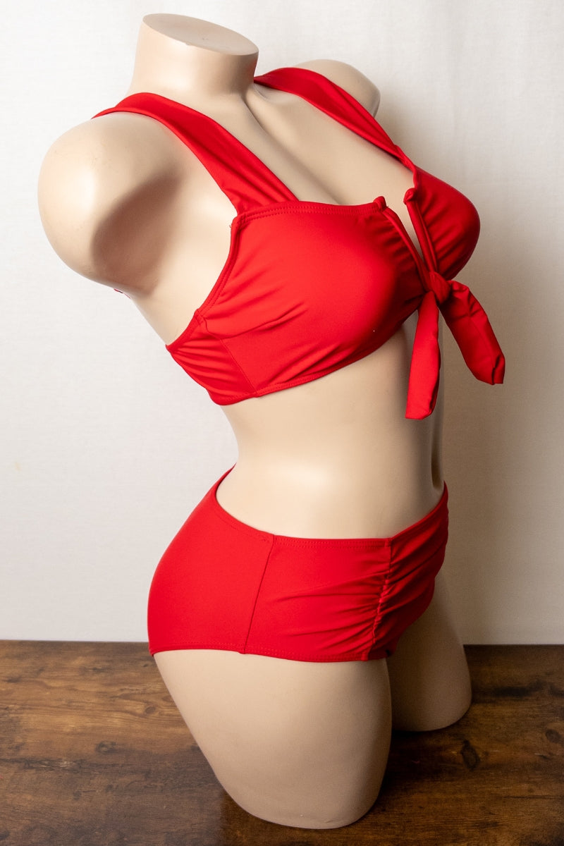 Solid Tie-Front Bikini Set S1-M1-L1 3 pcs 1 pack