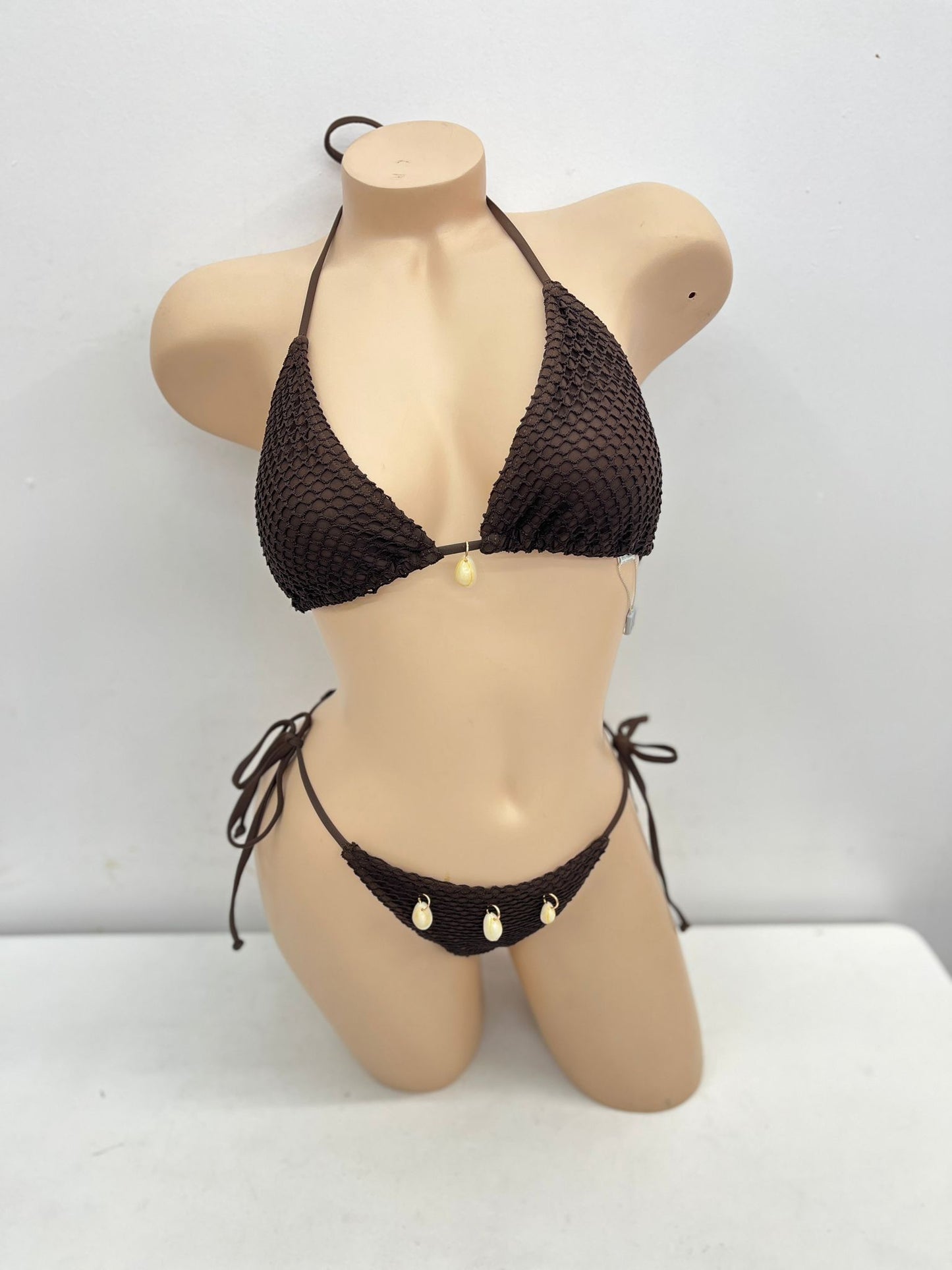 Pretty Pink Crochet Bikini Set with Sarong S1-M1-L1 3 pcs 1 pack