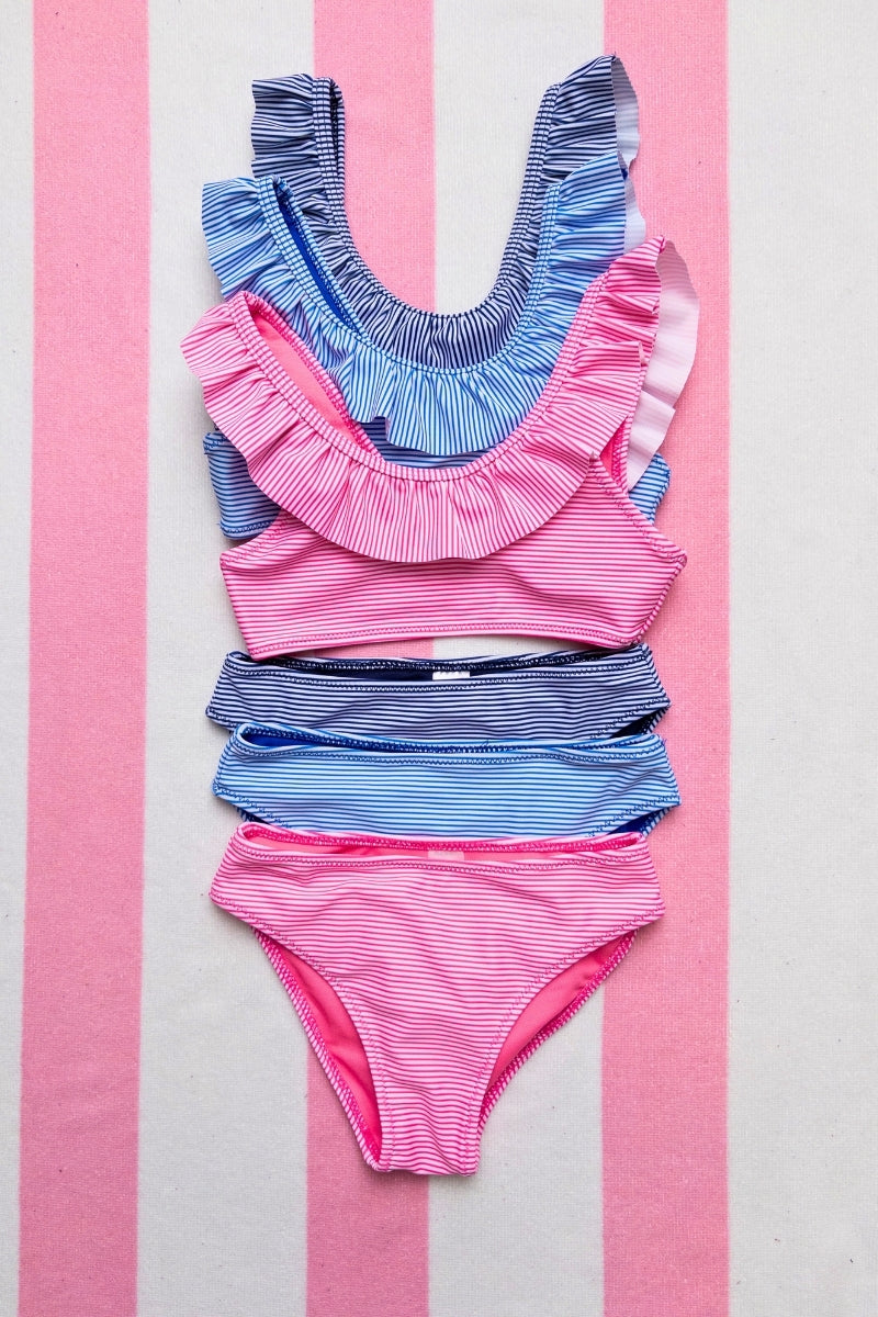 Seaside Stripe Ruffle Bikini Set 5 pcs pack