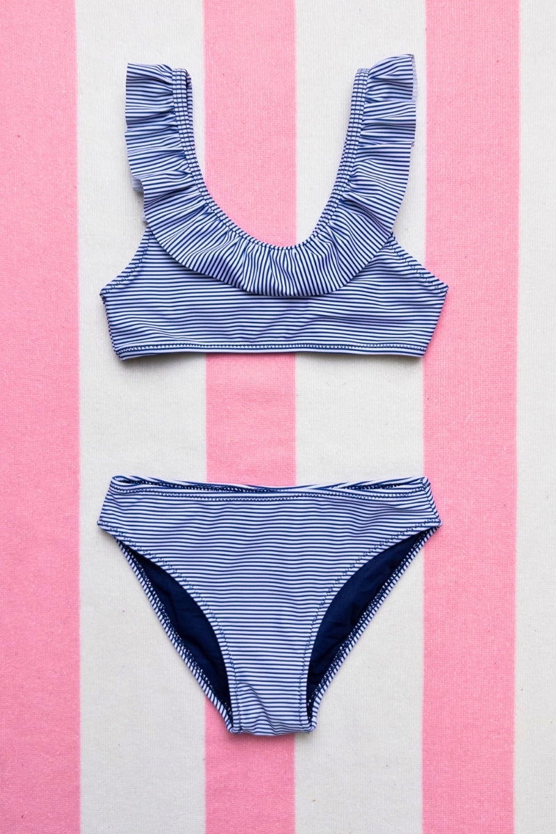 Seaside Stripe Ruffle Bikini Set 5 pcs pack