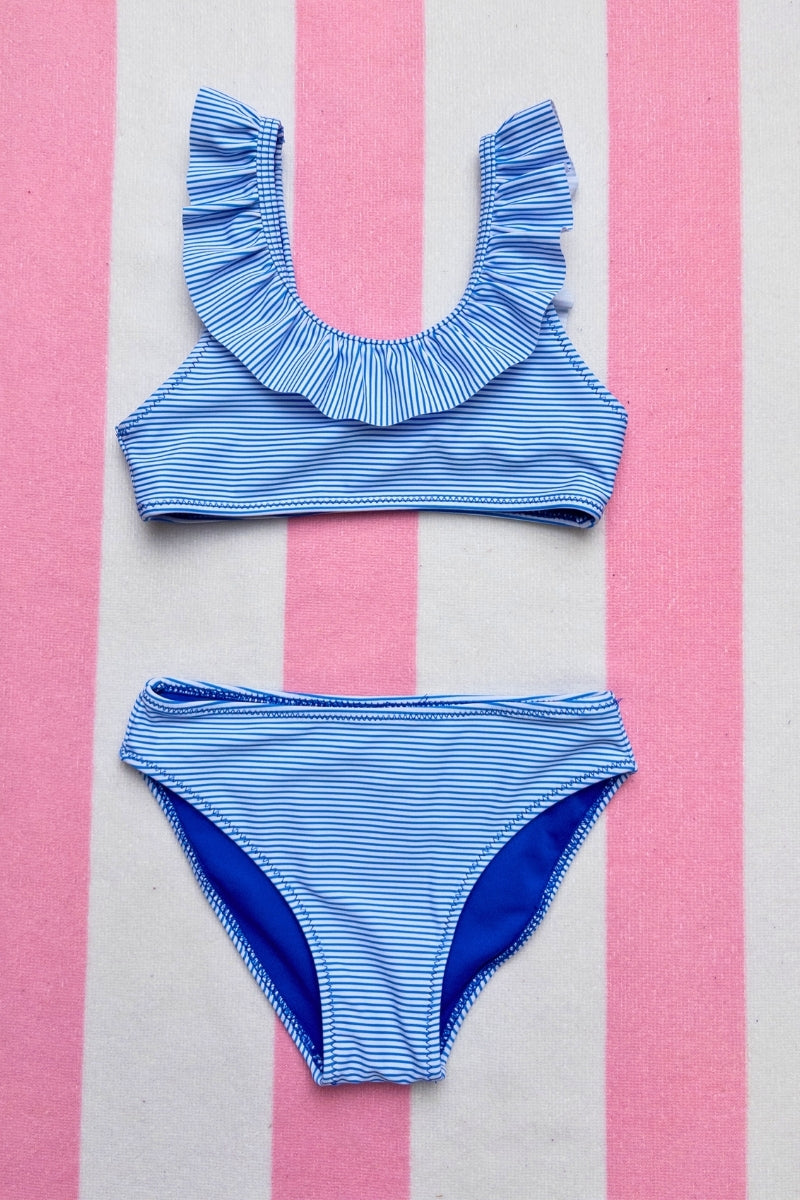 Seaside Stripe Ruffle Bikini Set 5 pcs pack