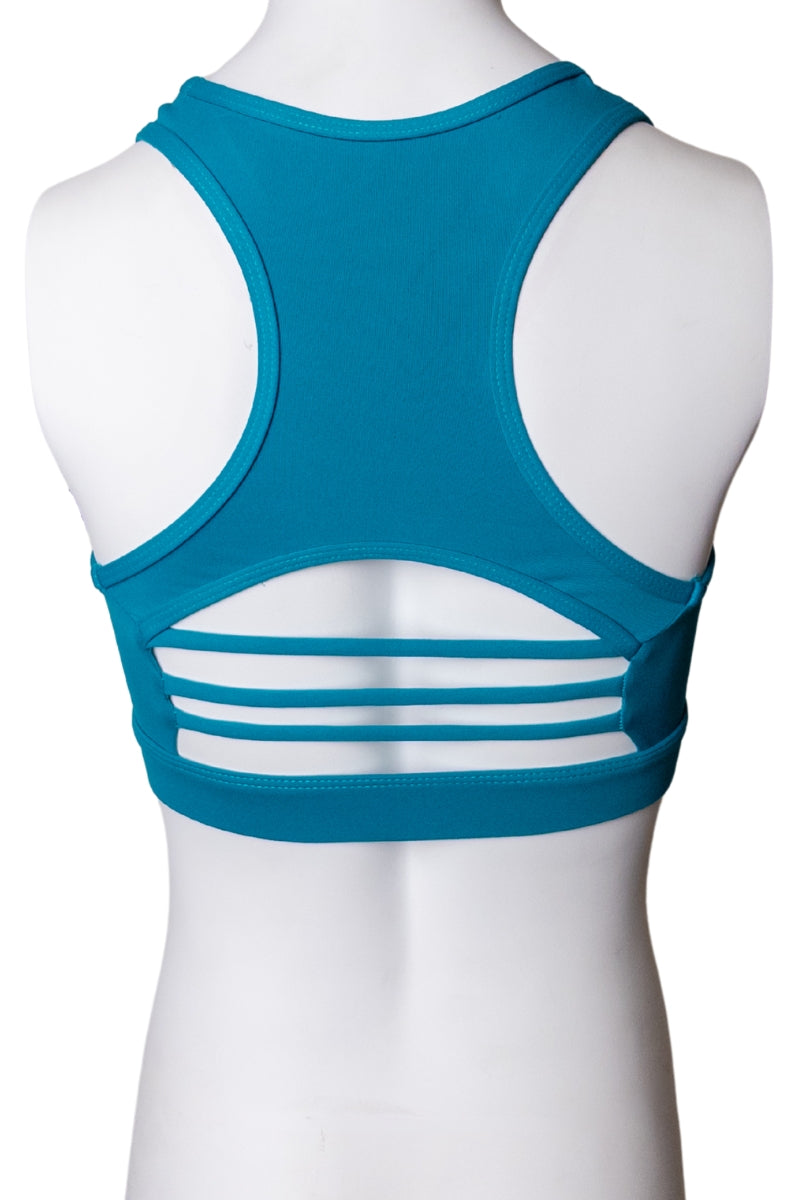 Strappy Back Mesh V-neck Bra Top Black S2-M2-L2 6 pcs 1 pack