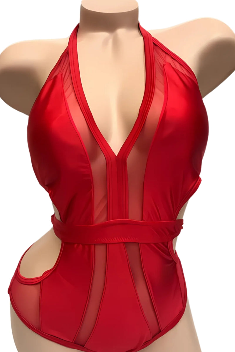 Strappy Mesh Cutout One-Piece Swimsuit S1-M1-L1 3 pcs 1 pack
