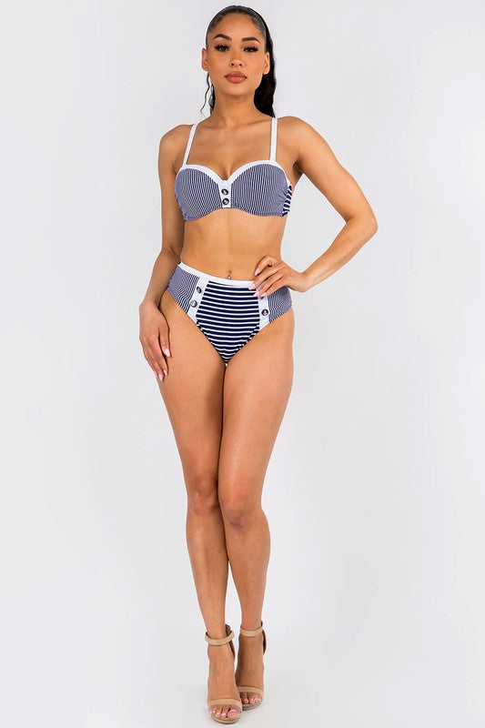 Sailor Striped 2 piece Bikini Set S2-M2-L2 6 pcs 1 pack