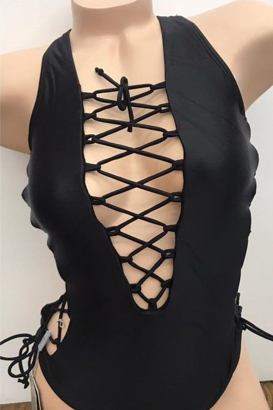 Bronze Bombshell Lace-Up Monokini