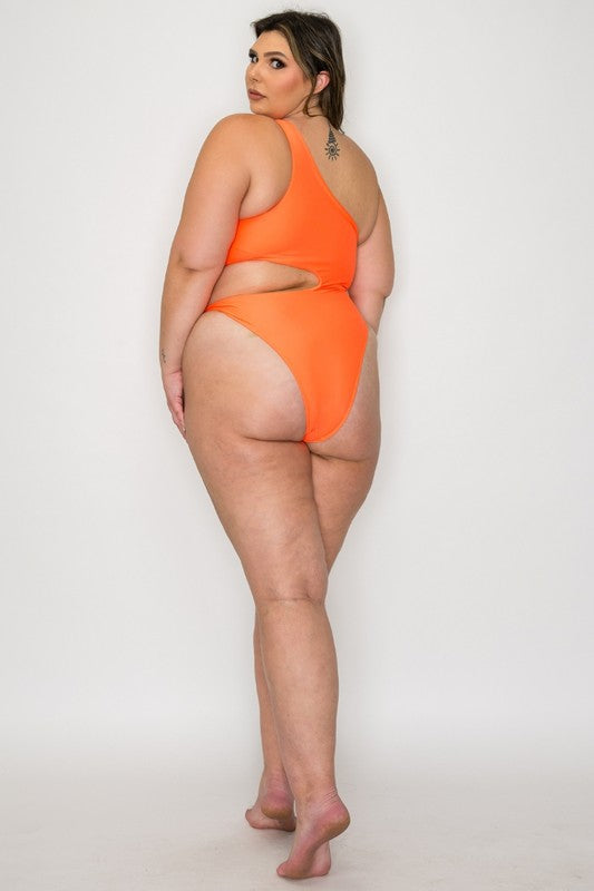 Plus size Asymmetric Cut-Out One Piece Swimsuit XL-2XL-3XL 6 pcs 1 pack
