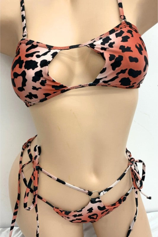 Exotic Leopard Print Criss-Cross Bikini S-M-L 3 pcs 1 pack