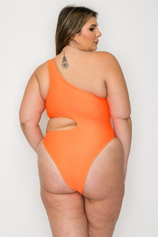 Plus size Asymmetric Cut-Out One Piece Swimsuit XL-2XL-3XL 6 pcs 1 pack