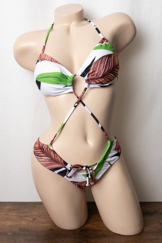 Tropical Escape Strappy Bikini Set S1-M1-L1 3 pcs 1 pack