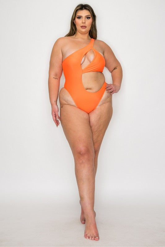Plus size Asymmetric Cut-Out One Piece Swimsuit XL-2XL-3XL 6 pcs 1 pack