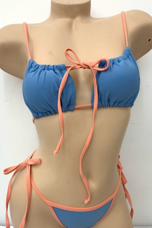 Two-Tone String Bikini Set