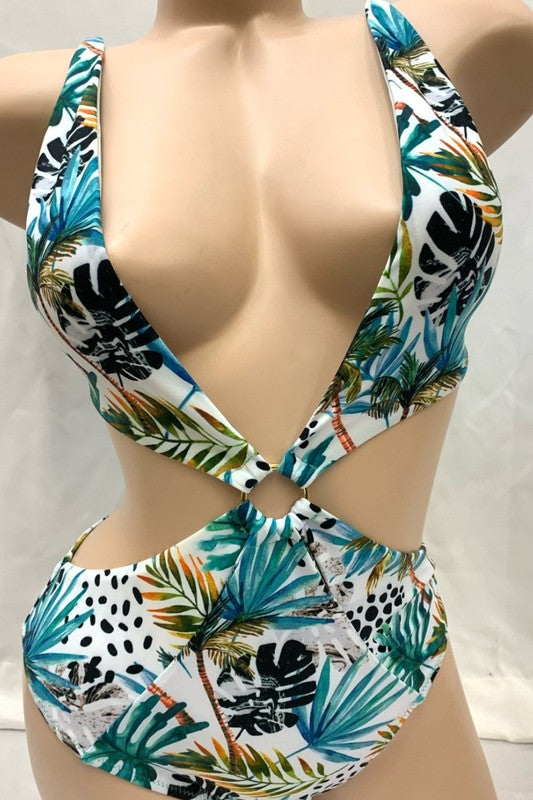 Deep Cut Tropical Ring Monokini S-M-L 3 pcs 1 pack
