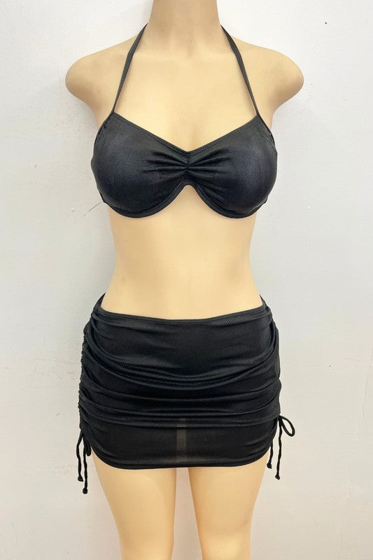 3 pcs Metallic Chain Bikini and Side String Skirt S-M-L 3 pcs 1 pack