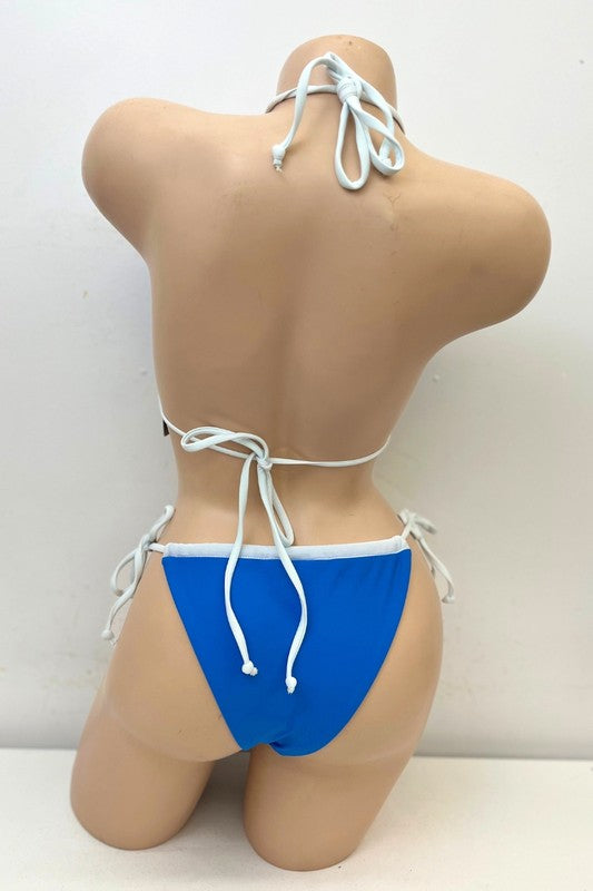 White Strap Cut-Out Bikini Swimsuit S1-M1-L1 3 pcs 1 pack