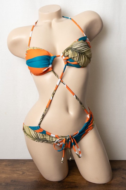 Tropical Escape Strappy Bikini Set S1-M1-L1 3 pcs 1 pack
