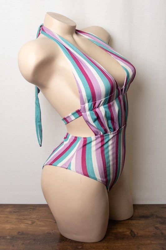 Stripe Glow Plunge One-Piece S1-M1-L1 3 pcs 1 pack