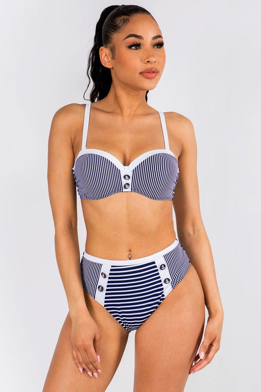 Sailor Striped 2 piece Bikini Set S2-M2-L2 6 pcs 1 pack