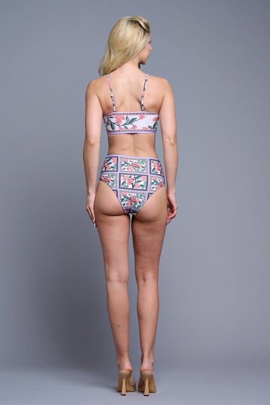 Vintage Floral High-Waisted Bikini Set S1-M1-L1 3 pcs 1 pack