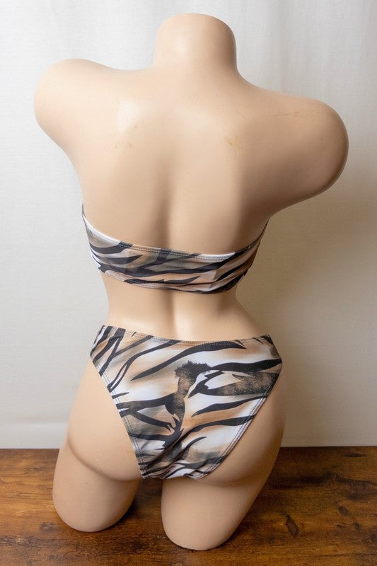 Wild Stripe Bandeau Bikini Set S1-M1-L1 3 pcs 1 pack