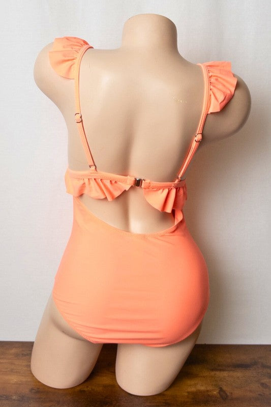 Ruffle Cutout One-Piece Swimsuit S1-M1-L1 3 pcs 1 pack
