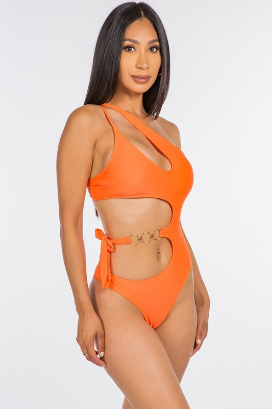 Bold One-Shoulder Cutout Swimsuit Purple S1-M1-L1 3 pcs 1 pack