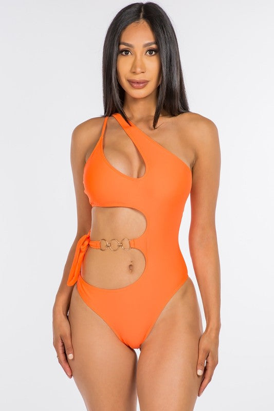 Bold One-Shoulder Cutout Swimsuit Purple S1-M1-L1 3 pcs 1 pack