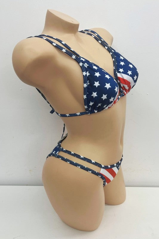 Patriotic Stars & Stripes Bikini Set S1-M1-L1 3 pcs 1 pack
