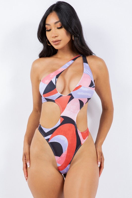 Bold Abstract Cutout One-Piece Swimsuit S1-M1-L1 3 pcs 1 pack