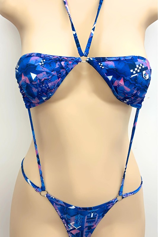 Geo Pattern Strap Hold Brazilian Monokini S-M-L 3 pcs 1 pack