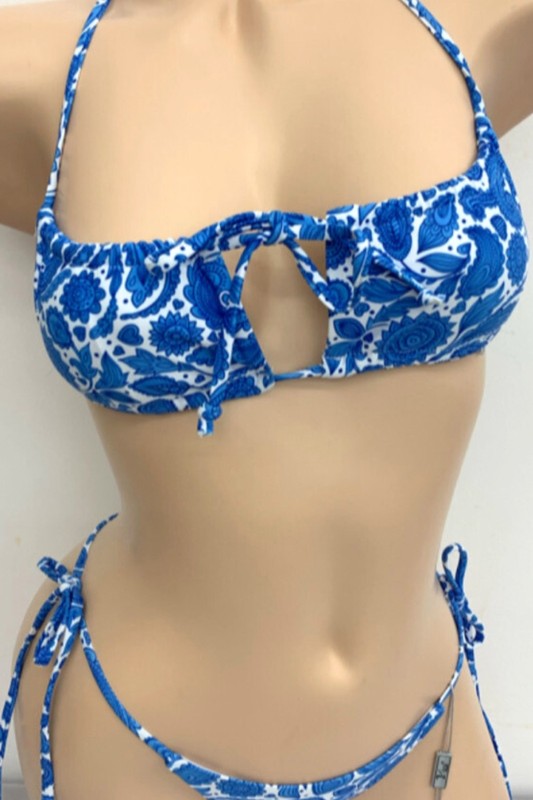 Vibrant Paisley String Tie Bikini Set S-M-L 3 pcs 1 pack
